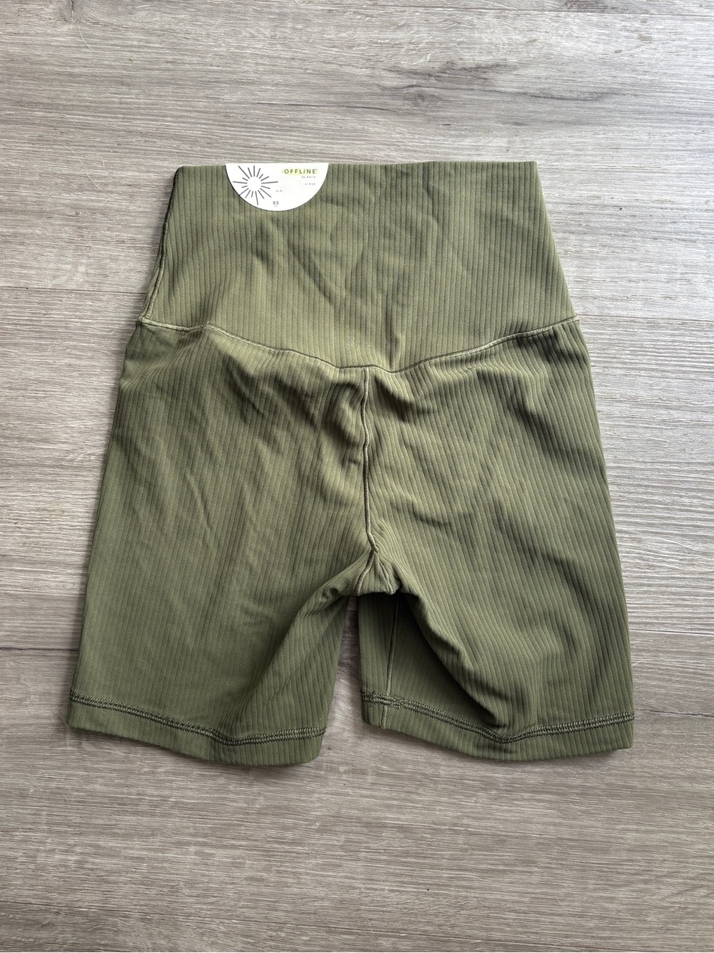 Offline by Aerie ribbed 5” high rise shorts olive green